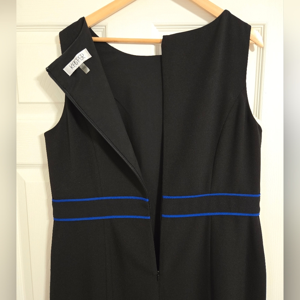 Kasper Black And Blue Pencil Dress Sleeveless Size 16 - Picture 3 of 6